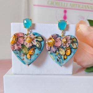Orecchini a Cuore in Ceramica di Caltagirone