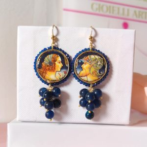 Orecchini Blu con Maioliche Siciliane