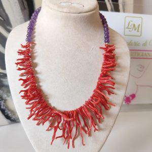 Collana da Dècolletè con Ametista e Corallo