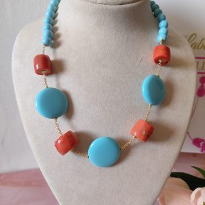 Collana Turchese e Corallo Bambù
