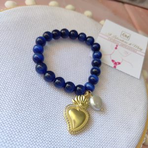Bracciale Blu con Cuore Sacro