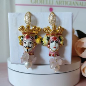 Orecchini Teste di Moro Rosa