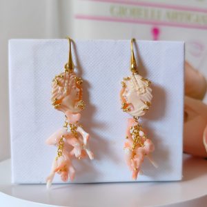 Orecchini Cammeo e Corallo Rosa
