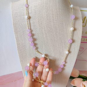 Collana Lunga con Giada Lavanda