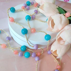 Collana Lunga Pietre Colore Pastello