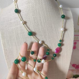 Collana Lunga in Agata Verde