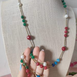 Collana Lunga Multicolore in Agata