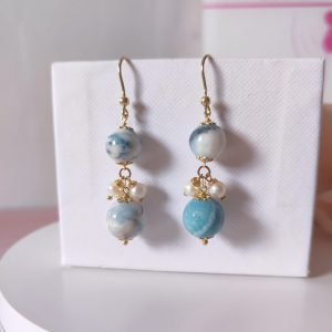 Orecchini larimar eleganti – charme celeste tra luce e perla