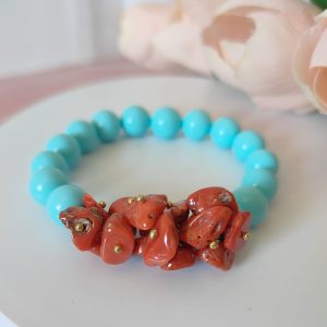 Bracciale Corallo e Turchese – Gioiello Artigianale Unico