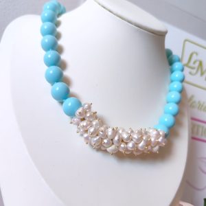 Collana Turchese e Perle – Eleganza Estiva Naturale