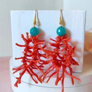 Orecchini Corallo e Giada Tiffany: Energia Mediterranea