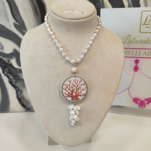 Collana con Perle e Maiolica Siciliana