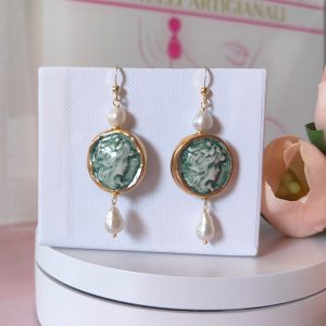 Orecchini Ceramica di Caltagirone con Perla Barocca