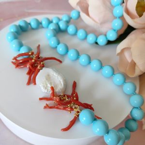 Collana Turchese Con Corallo Naturale
