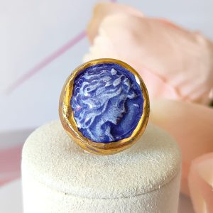 Anello Ceramica Blu Oro – Fascino Antico Eterno