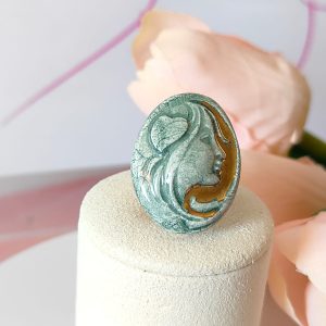 Anello Volto Verde In Ceramica Di Caltagirone