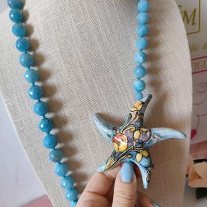 Collana Angelite E Stella Marina Dipinta
