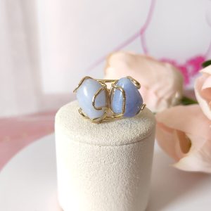 Anello Calcedonio Azzurro Con Montatura In Ottone Regolabile