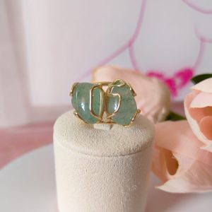 Anello Avventurina Verde Con Montatura In Ottone Regolabile