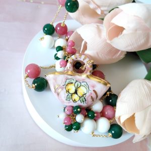 Collana Con Agata E Giada – Ceramica Di Caltagirone