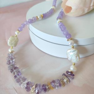 Collana Con Ametista E Perle Naturali Eleganza Artigianale