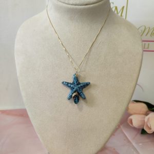 Girocollo Stella In Ceramica E Tormalina Blu