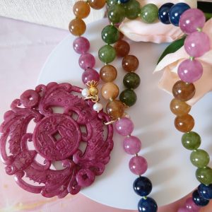 Collana Tormaline E Mandala Di Giada