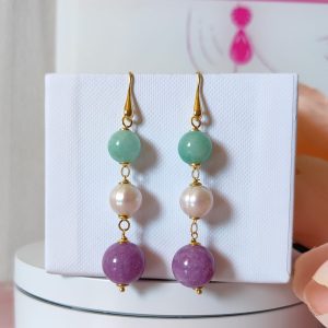 Orecchini Con Kunzite Perle E Amazzonite Raffinati