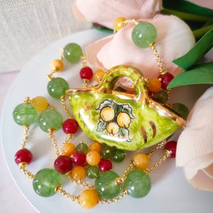 Coffa Dipinta A Mano Con Peridoto E Pietre Naturali