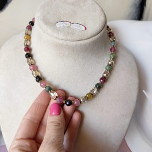 Collana Con Tormalina Naturale E Cristalli Luminosi