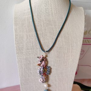 Collana Con Cavalluccio Marino In Ceramica Di Caltagirone