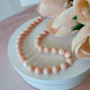 Girocollo Corallo Rosa 8mm Con Perla Naturale