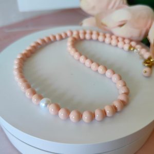 Collana Rosa con Perla Elegante e Raffinata