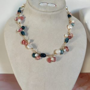 Collana Tormalina Colorata E Perle