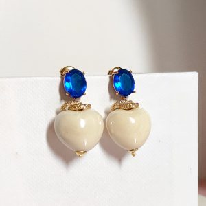 Orecchini Cuore In Ceramica Avorio