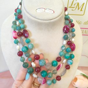 Collana Multicolor con Agata e Quarzo Naturale