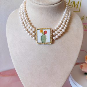 Girocollo Perle e Maiolica Siciliana Artigianale