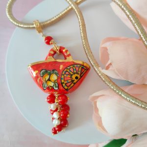 Collana Siciliana Con Perle E Ceramica Dipinta