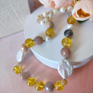 Collana Con Pietra Di Luna E Quarzo Citrino