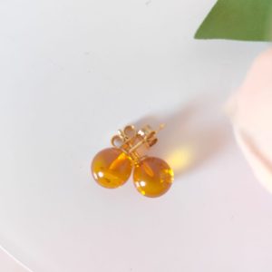 Orecchini Ambra Oro in Argento – Calore Naturale