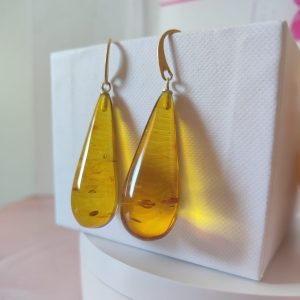 Ambra Naturale Con Monachella Oro – Orecchini Gocce Di Luce
