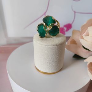 Anello Occhio Di Gatto Verde In Ottone Regolabile Dorato