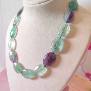 Collana Fluorite E Argento Placcato Oro