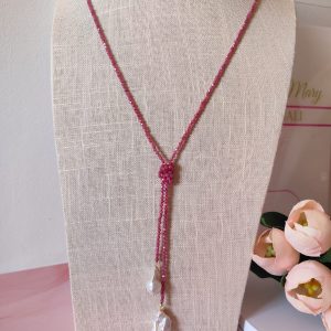 Collana Zirconi Fucsia E Perle Barocche