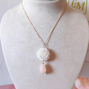 Girocollo Rosa E Quarzo Con Catenina Veneziana