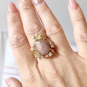 Anello Pietra Di Luna In Ottone Regolabile