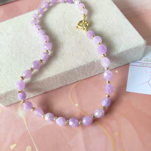 Girocollo Tormalina Lilla Con Ematite E Chiusura In Argento