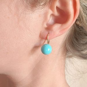 Orecchini Pasta Turchese Con Monachella In Argento Placcato Oro