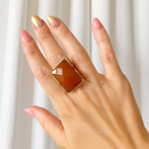 Anello Corniola Oro Con Montatura Regolabile