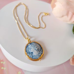 Collana Moneta Ceramica Con Catenina Veneziana Placcata Oro